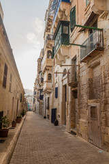 Typical narrow street in Valletta, capital of Malta