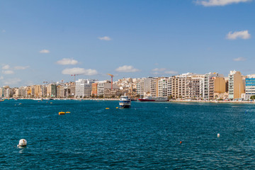 Fototapeta na wymiar Skyline of Sliema town, Malta
