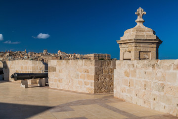 Ramparts of the Fort St. Angelo in Birgu town, Malta