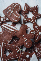 Close up view of colorful christmas cookies