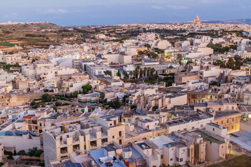 Fototapeta na wymiar Evening aerial view of Victoria, Gozo Island, Malta