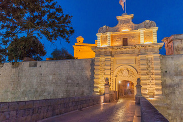 Gate of the fortified city Mdina in the Northern Region of Malta - obrazy, fototapety, plakaty