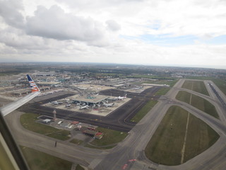 Fototapeta premium aerial view of airport and city