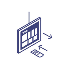 tv screen and remote control in white background