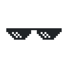 8bit Sunglasses. Funny Thug Life Meme Graphic Element. - Vector