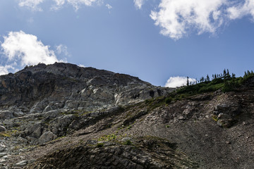 Bird view of the Whistler mountain in the morning from the top.