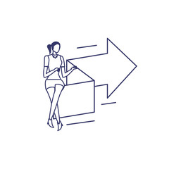 silhouette of woman with arrow in white background