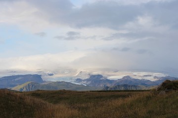 landscape with mountains and clouds
