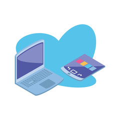 open laptop with smartphone screen