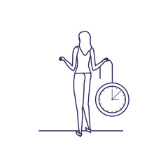 silhouette of woman with clock in white background