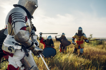 Medieval knights fight, great battle