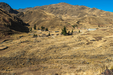  mountains on the altiplano in fall and blue sky