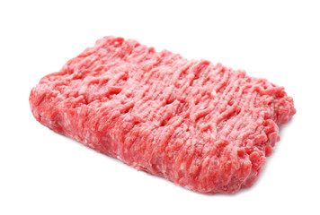 Fresh raw minced meat on white background