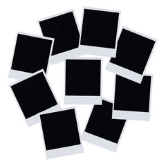 Retro Realistic Blank Instant Snapshot Photo Card Mock-Up with White Border Isolated. Photo Frame. Template Photo Design, Vector Illustration - Vector