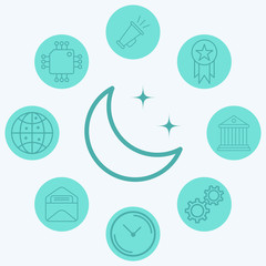 Half moon vector icon sign symbol