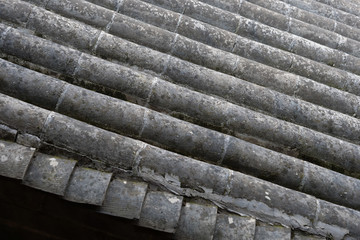 Traditional Chinese Residences architecture tile roof in Tianshui Folk Arts Museum Hu Shi folk house, Gansu China