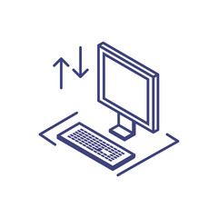 Fototapeta premium desktop computer screen with keyboard in white background