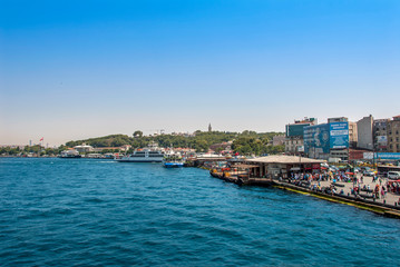 Fototapeta na wymiar Istanbul, Turkey, 29 June 2019: Eminonu city ​​lines ship port.
