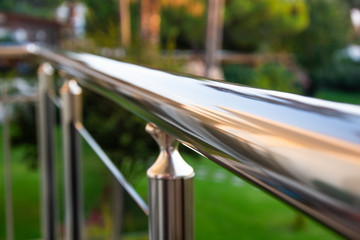 Metal railings and glass wall