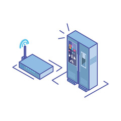 smart fridge in white background