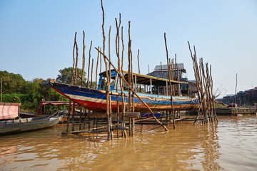 Fototapeta premium Tonle Sap Lake in Cambodia is 160 km long and 43 km wide and is the largest freshwater lake in Southeast Asia.