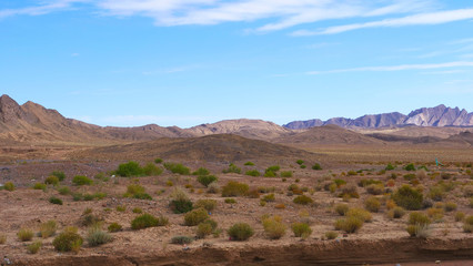Landscape view of stone rock mountain in blue sky sunny day in Qinghai China
