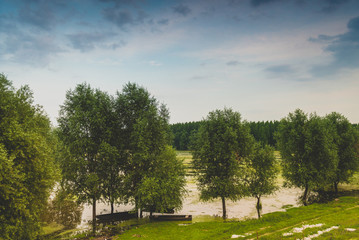 Fototapeta na wymiar landscape with river and trees