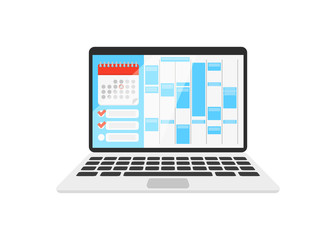 calendar on the laptop with check list