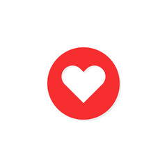 like heart icon in flat with shadow