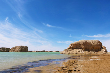 Landscape view of Water Yadan Geopark in Dunhuang Gansu China