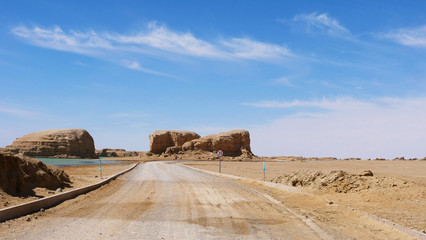 Landscape view of Water Yadan Geopark in Dunhuang Gansu China