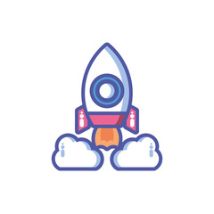 flying rocket in white background