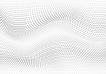 Plakat Abstract wavy dotted background. Vector halftone futuristic op art design.