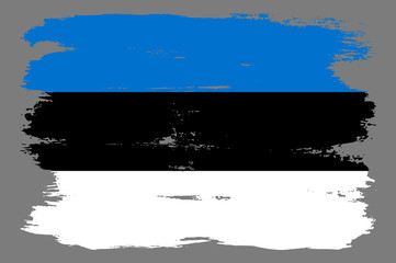 Estonian flag with tricolor blue black white stripes.