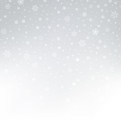Silver and white pattern with snowflakes. Christmas vector abstract background.