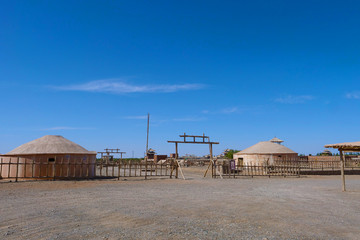 Landscape view of ancient Yangguan pass on the silk road in Gansu China