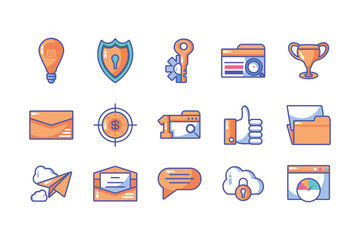 icons set of web development and website programming process