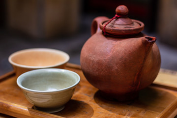 Obraz na płótnie Canvas Oriental tea service on a tray
