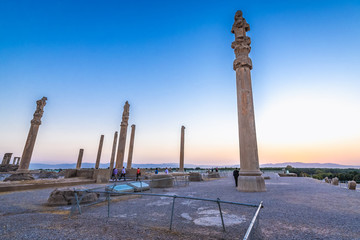 Columns of Apadana Palace in ancient Persepolis, located in Fars Province, Iran