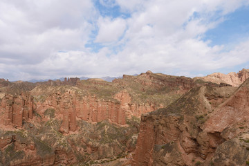 Beautiful landscape view of Binggou Danxia Scenic Area in Sunan Zhangye Gansu Province, China.