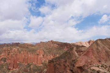 Beautiful landscape view of Binggou Danxia Scenic Area in Sunan Zhangye Gansu Province, China.