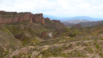 Beautiful landscape view of Binggou Danxia Scenic Area in Sunan Zhangye Gansu Province, China.