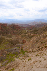 Beautiful landscape view of Binggou Danxia Scenic Area in Sunan Zhangye Gansu Province, China.