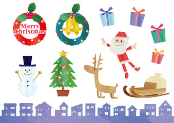 クリスマス　リース　飾り　メリークリスマス　サンタ　トナカイ