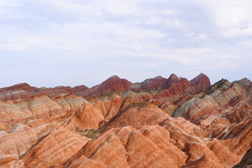 Beautiful nature landscape view of Zhangyei Danxia Landform in Gansu China.
