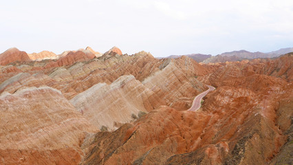 Beautiful nature landscape view of Zhangyei Danxia Landform in Gansu China.