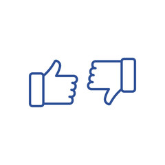 Thumbs up and thumbs down line icon logo