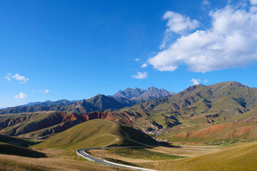 Beautiful nature landscape veiw of The Qilian Mountain Scenic Area Mount Drow in Qinghai China.