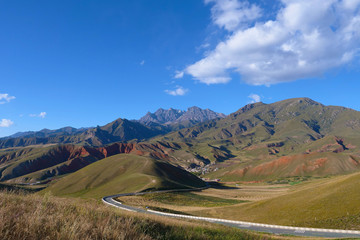 Beautiful nature landscape veiw of The Qilian Mountain Scenic Area Mount Drow in Qinghai China.