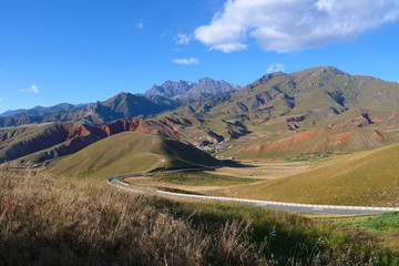 Beautiful nature landscape veiw of The Qilian Mountain Scenic Area Mount Drow in Qinghai China.